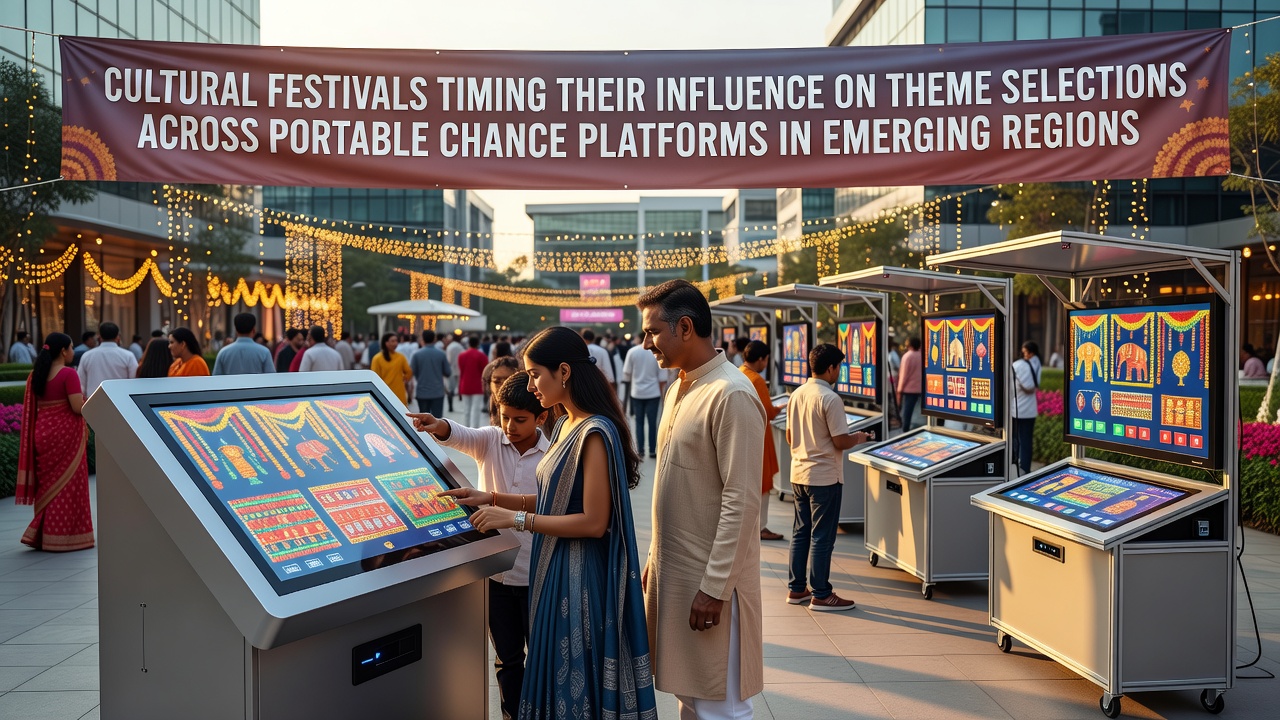 Mobile slot interfaces displaying festival-themed graphics from various cultural events in emerging markets