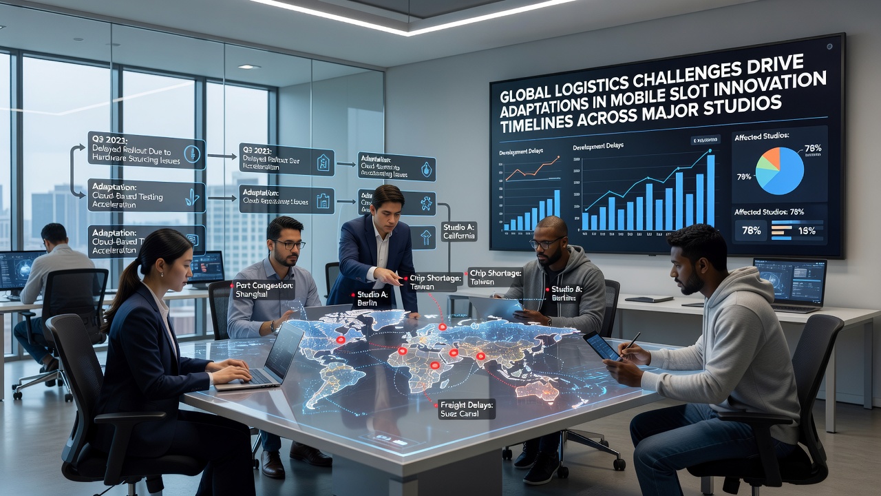 Global logistics network showing shipping containers and port facilities impacting gaming hardware supply chains
