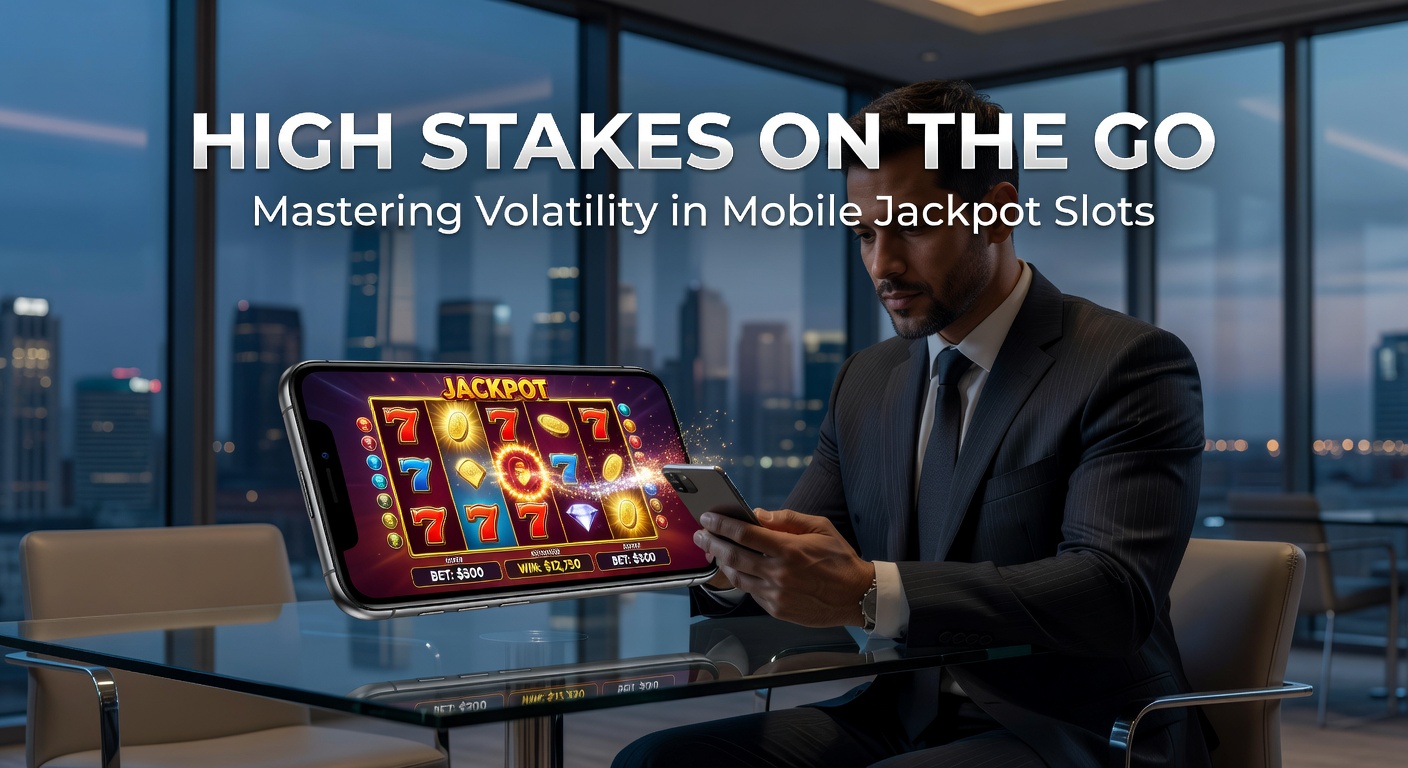 Smartphone screen displaying a vibrant mobile jackpot slot game with spinning reels and a massive progressive jackpot counter ticking upward, capturing the thrill of high-volatility play on the move