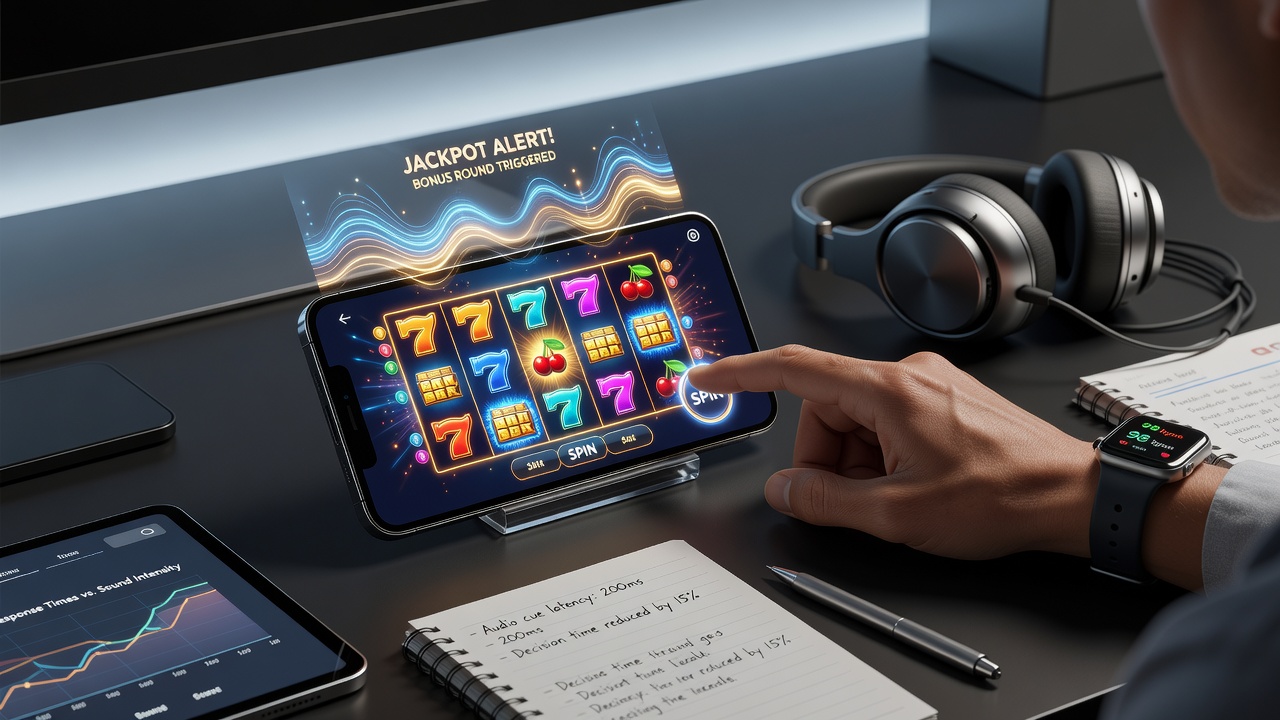 Close-up view of mobile slot screen with highlighted sound wave indicators during gameplay