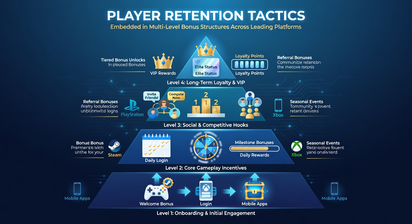 Screenshot example of a tiered loyalty dashboard displaying bonus progression levels and reward unlocks