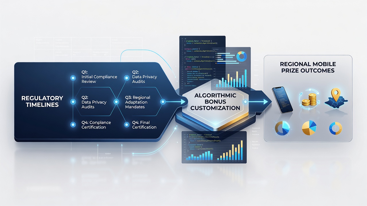 Illustration of algorithmic bonus customization processes in mobile prize platforms under regulatory influence